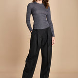 girocollo a costine manica luna in lana merino LAU30 E14038 GRIGIO SCURO milaura 