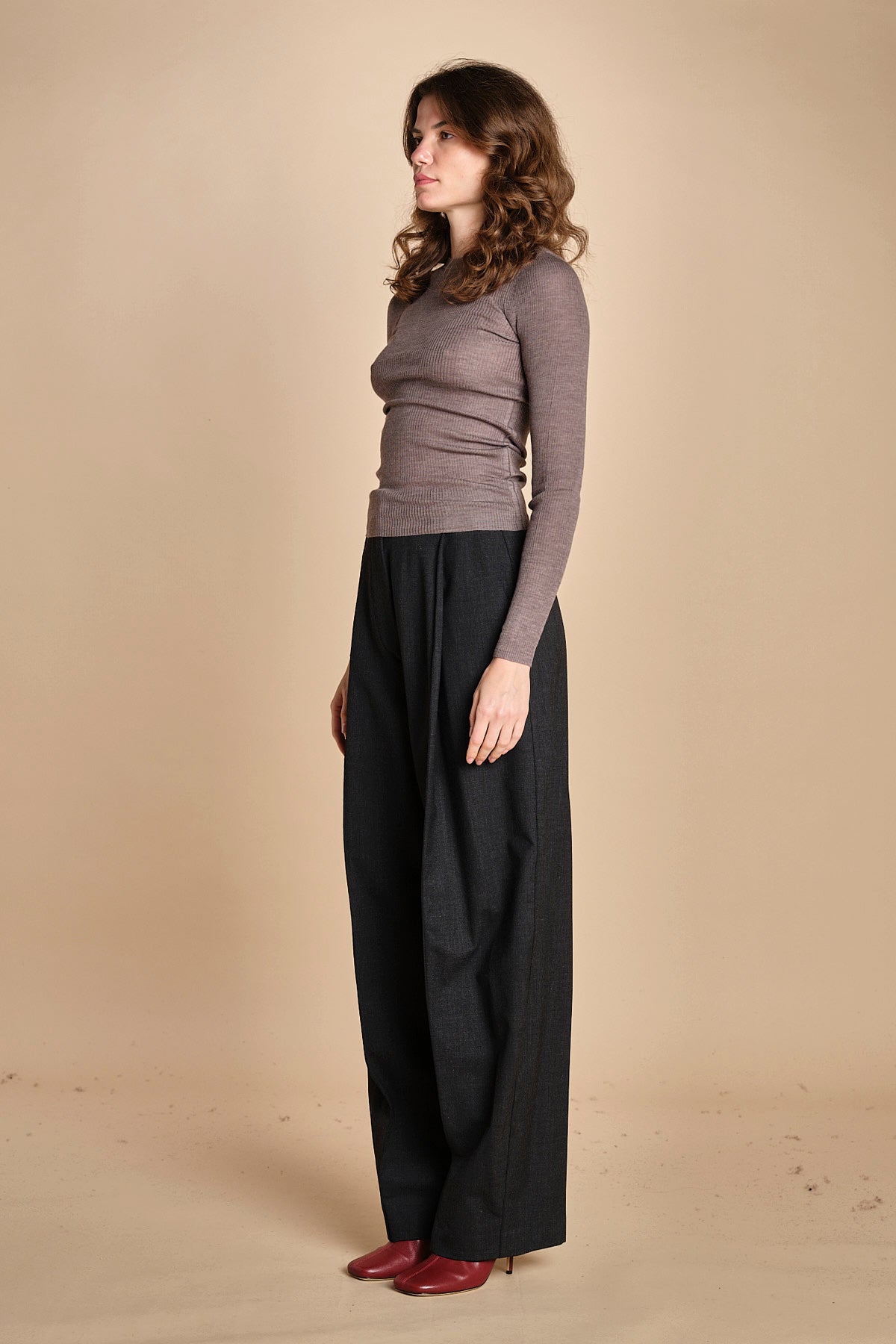 girocollo a costine manica luna in lana merino LAU30 E14043 SIGARO milaura 