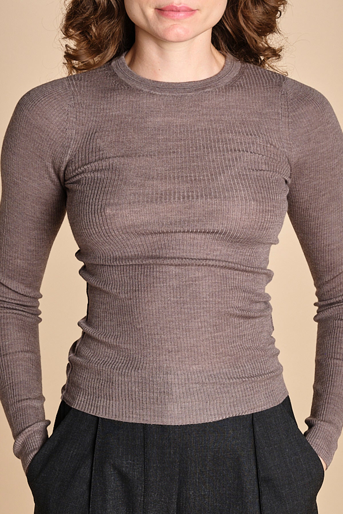 girocollo a costine manica luna in lana merino LAU30 E14043 SIGARO milaura 