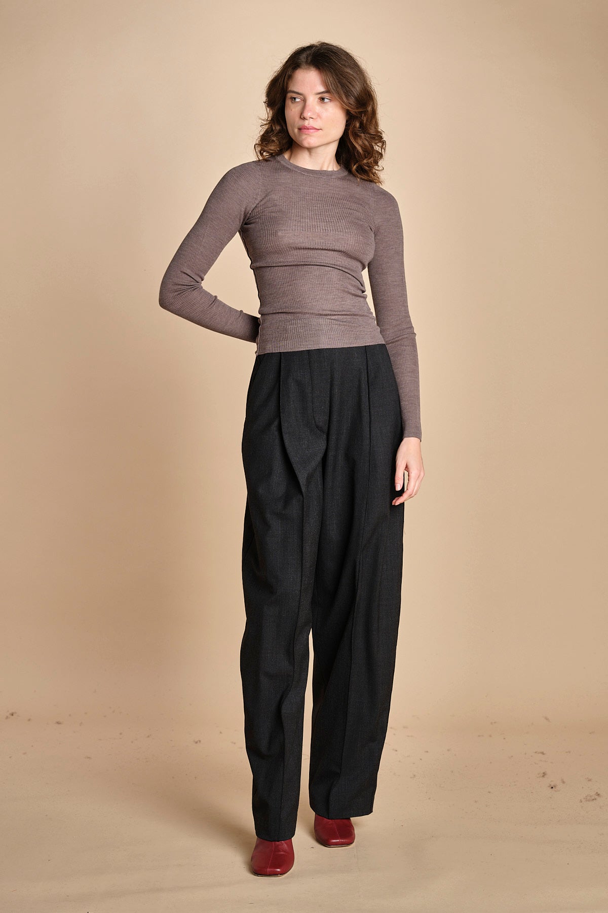 girocollo a costine manica luna in lana merino LAU30 E14043 SIGARO milaura 