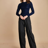 girocollo a costine manica luna in lana merino LAU30 E21210 BLU milaura 
