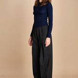 girocollo a costine manica luna in lana merino LAU30 E21210 BLU milaura 