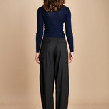 girocollo a costine manica luna in lana merino LAU30 E21210 BLU milaura 