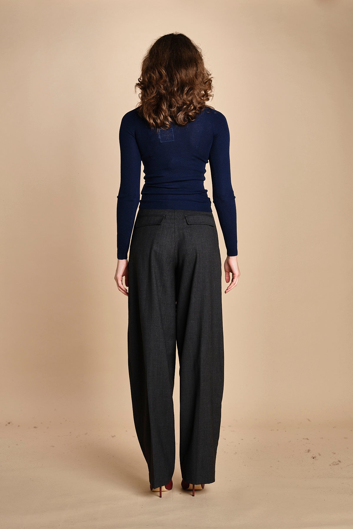 girocollo a costine manica luna in lana merino LAU30 E21210 BLU milaura 