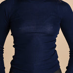 girocollo a costine manica luna in lana merino LAU30 E21210 BLU milaura 