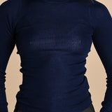 girocollo a costine manica luna in lana merino LAU30 E21210 BLU milaura 