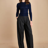 girocollo a costine manica luna in lana merino LAU30 E21210 BLU milaura 