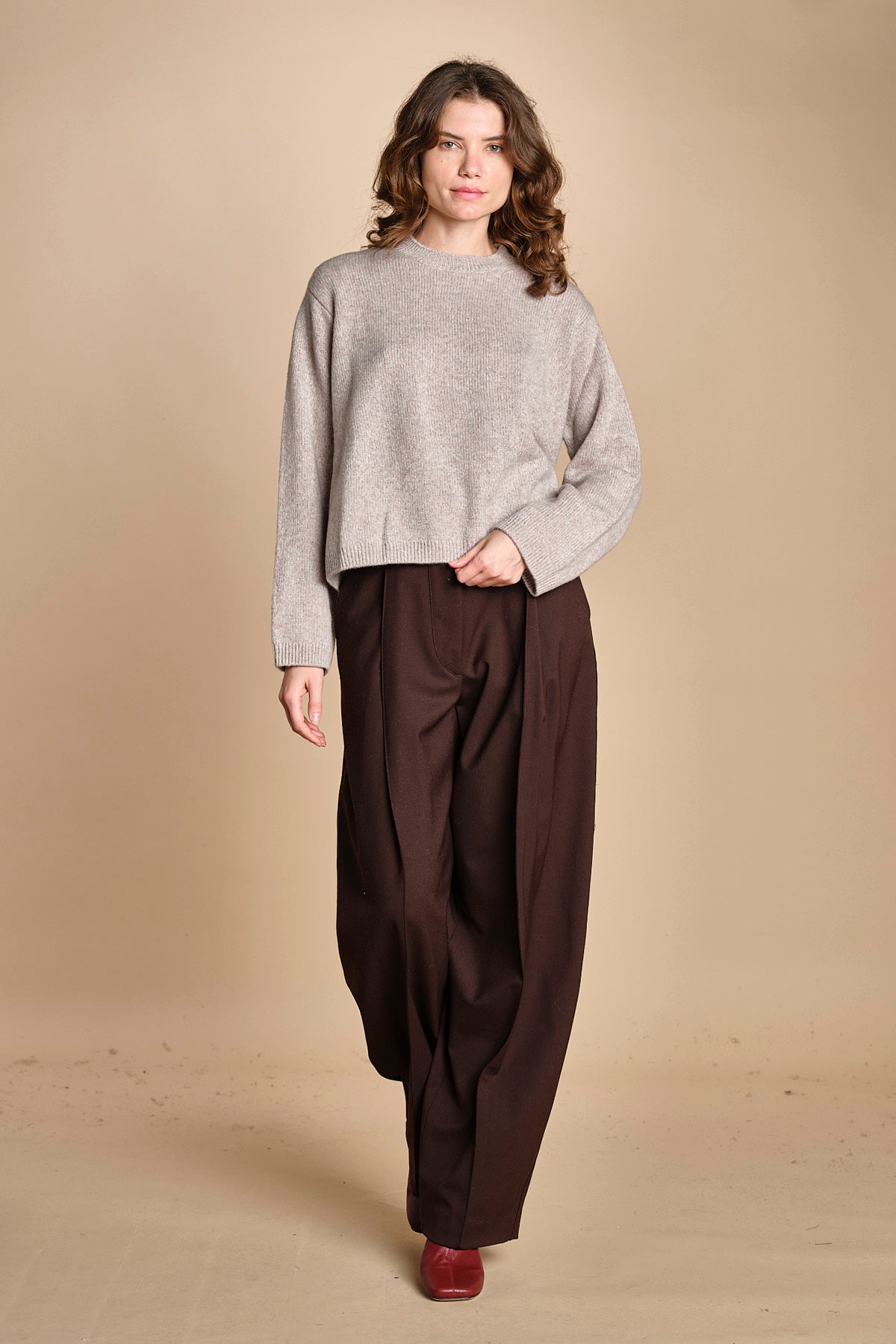 girocollo rasato in moulinè MIL13BIS MOULINE 14020 BEIGE milaura 