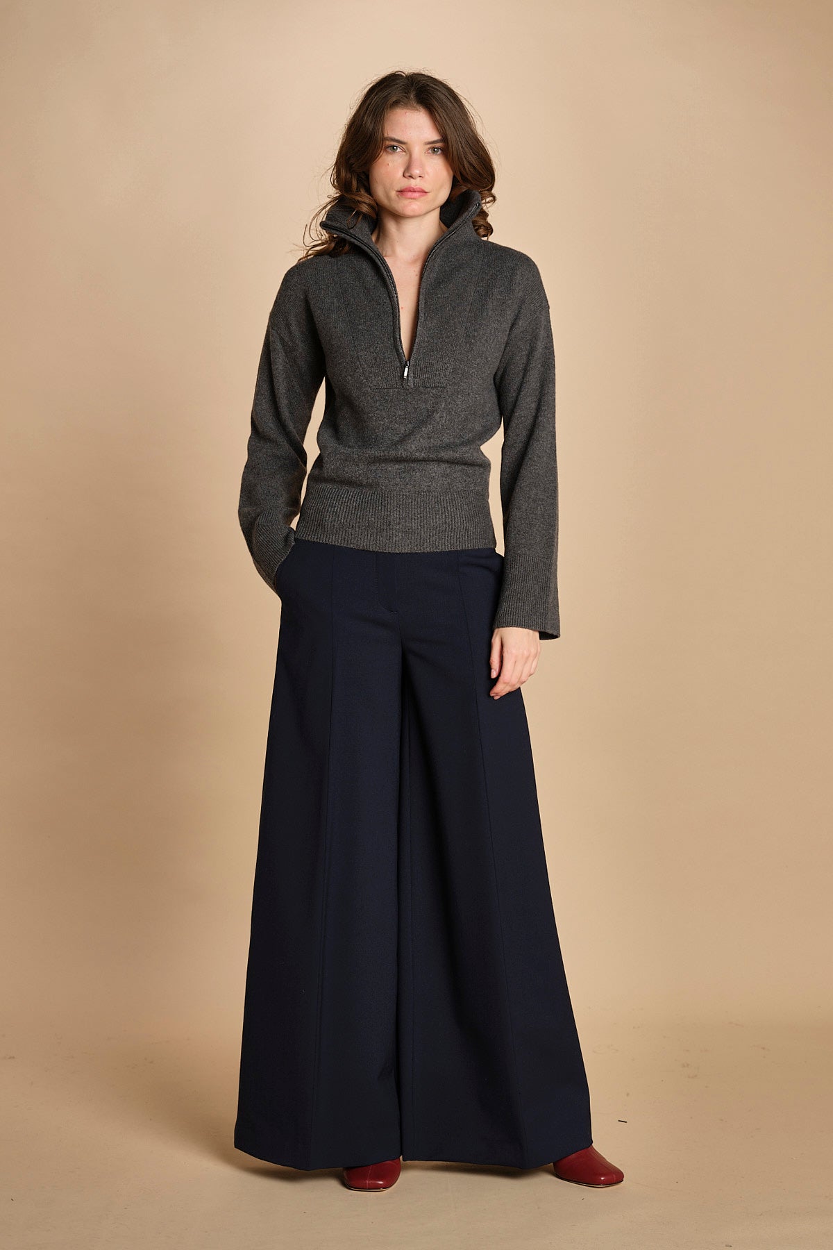 maglia mezza zip MIL14 25024 GRIGIO SCURO milaura 
