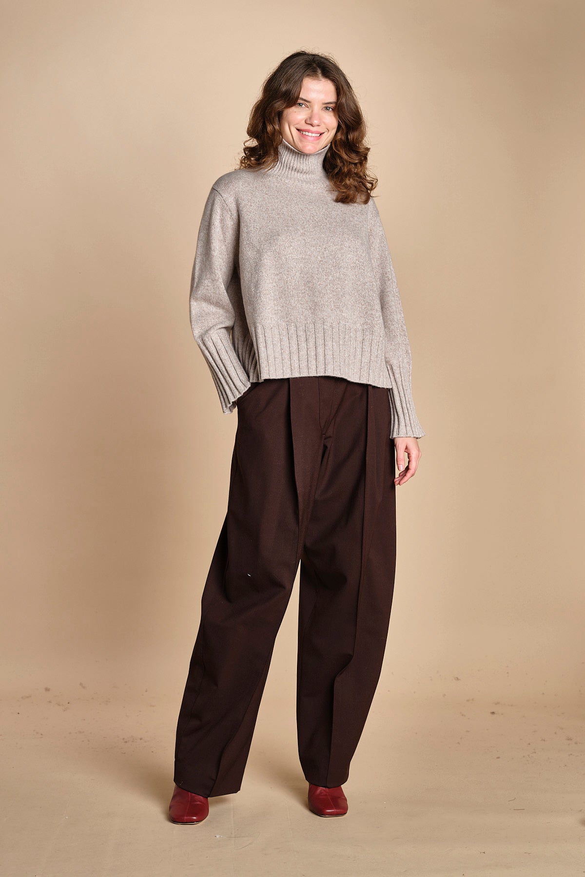 maglia dolcevita in moulinè MIL1 MOULINE 14020 BEIGE milaura 