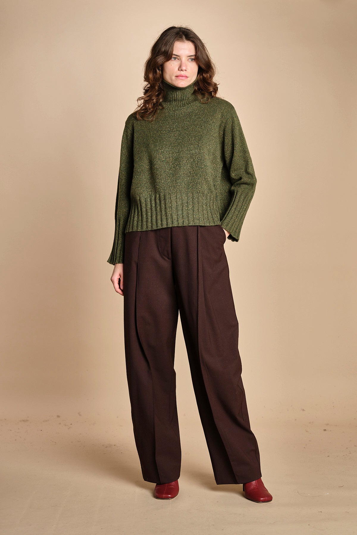 maglia dolcevita in moulinè MIL1 MOULINE 14023 VERDE milaura 