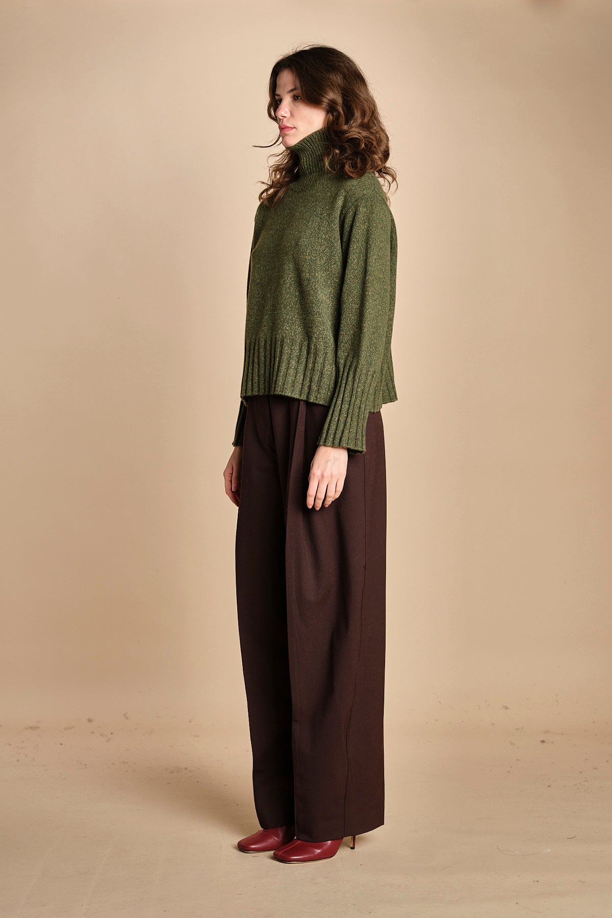 maglia dolcevita in moulinè MIL1 MOULINE 14023 VERDE milaura 