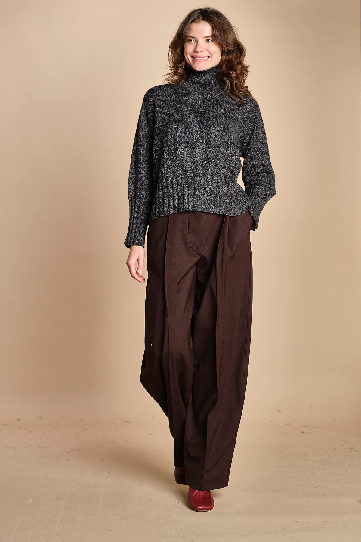maglia dolcevita in moulinè MIL1 MOULINE 14036 NERO milaura 