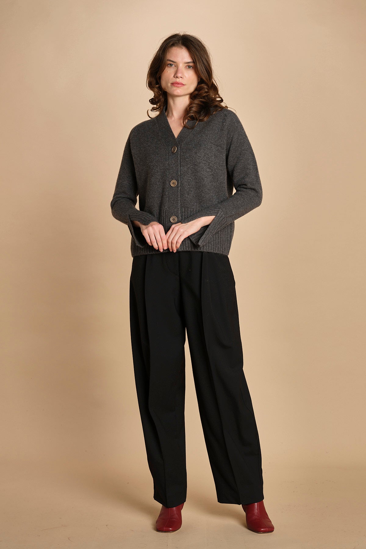 cardigan tre bottoni MIL4A24 25024 GRIGIO SCURO milaura 
