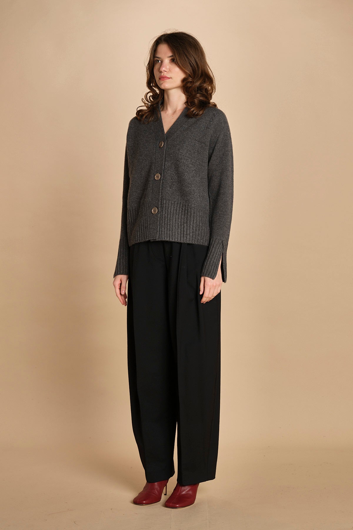 cardigan tre bottoni MIL4A24 25024 GRIGIO SCURO milaura 