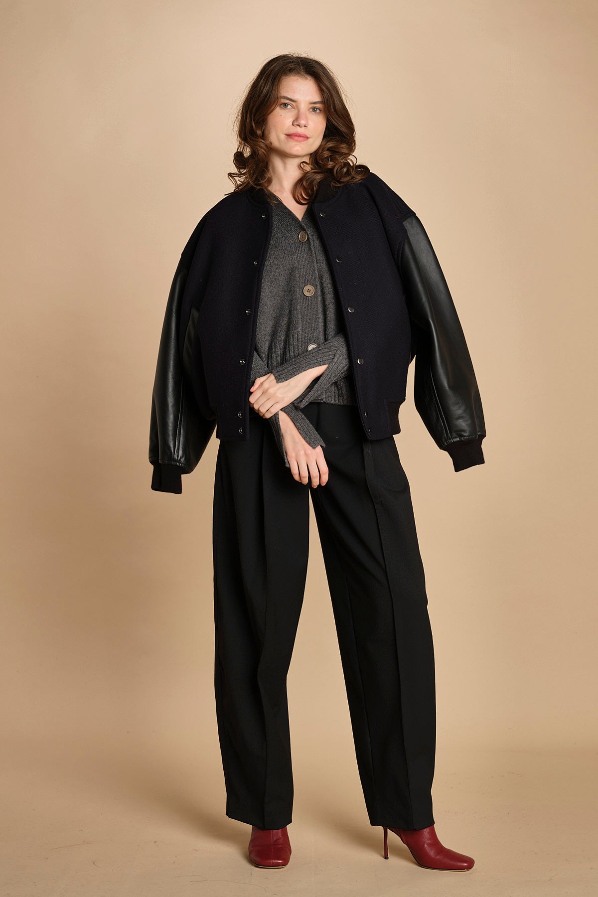 cardigan tre bottoni MIL4A24 25024 GRIGIO SCURO milaura 