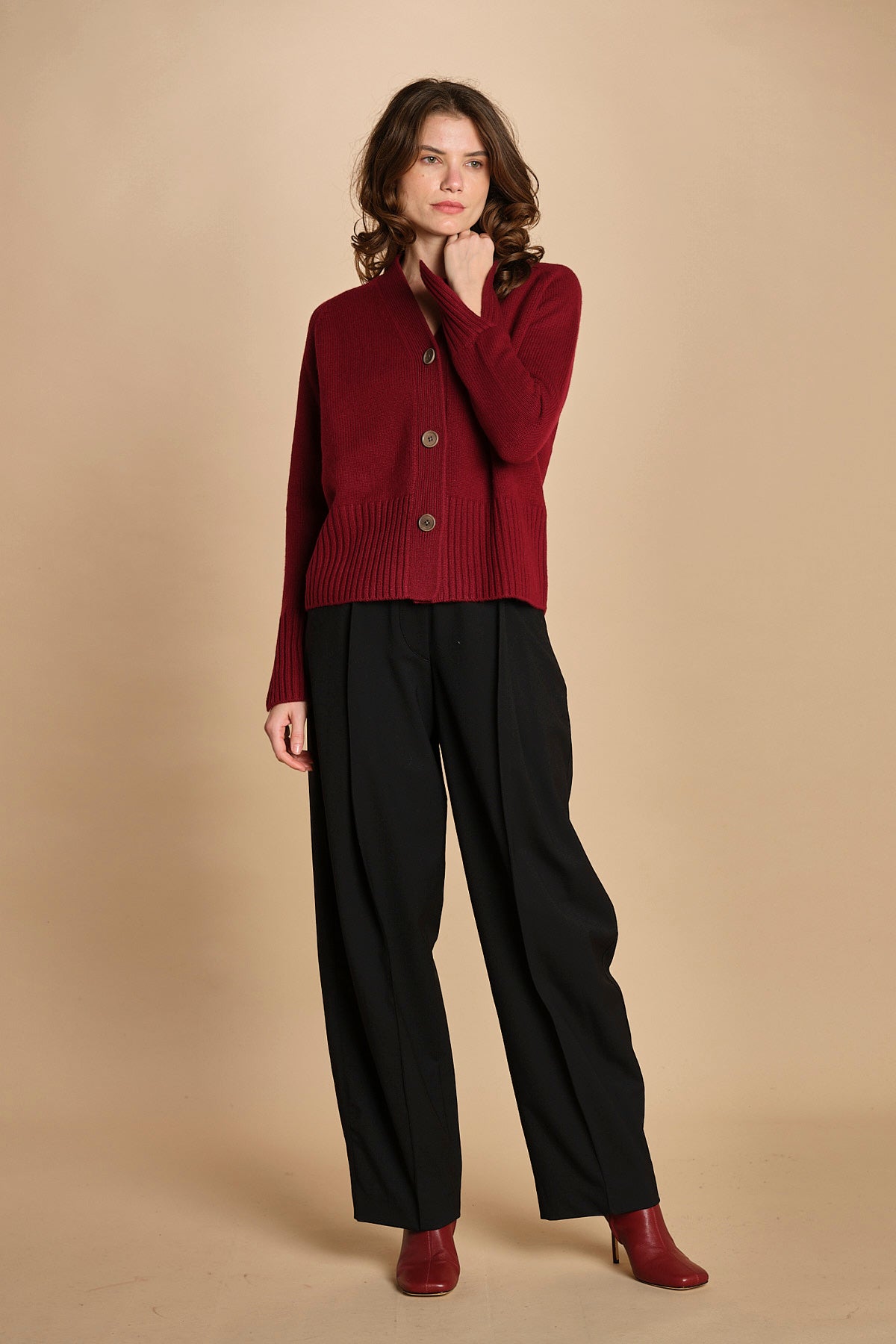 cardigan tre bottoni MIL4A24 25040 BORDEAUX milaura 