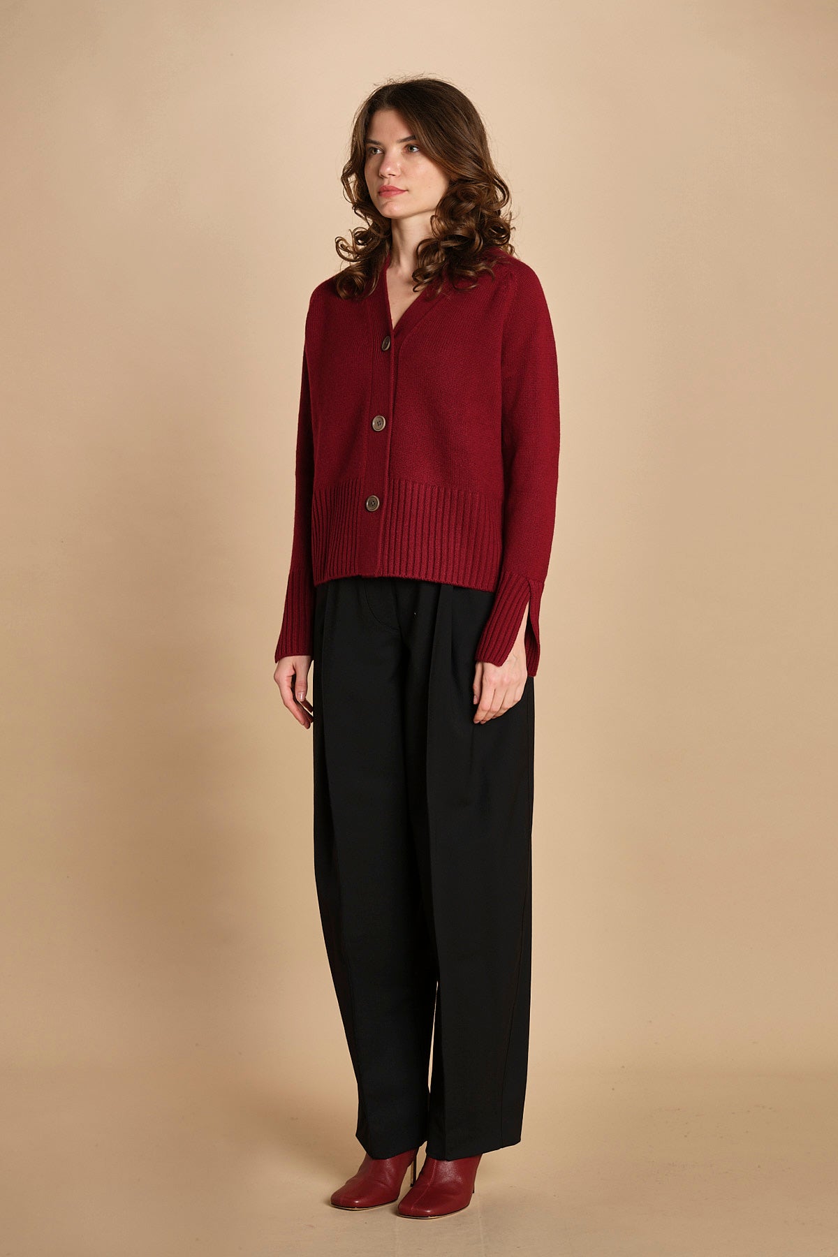 cardigan tre bottoni MIL4A24 25040 BORDEAUX milaura 