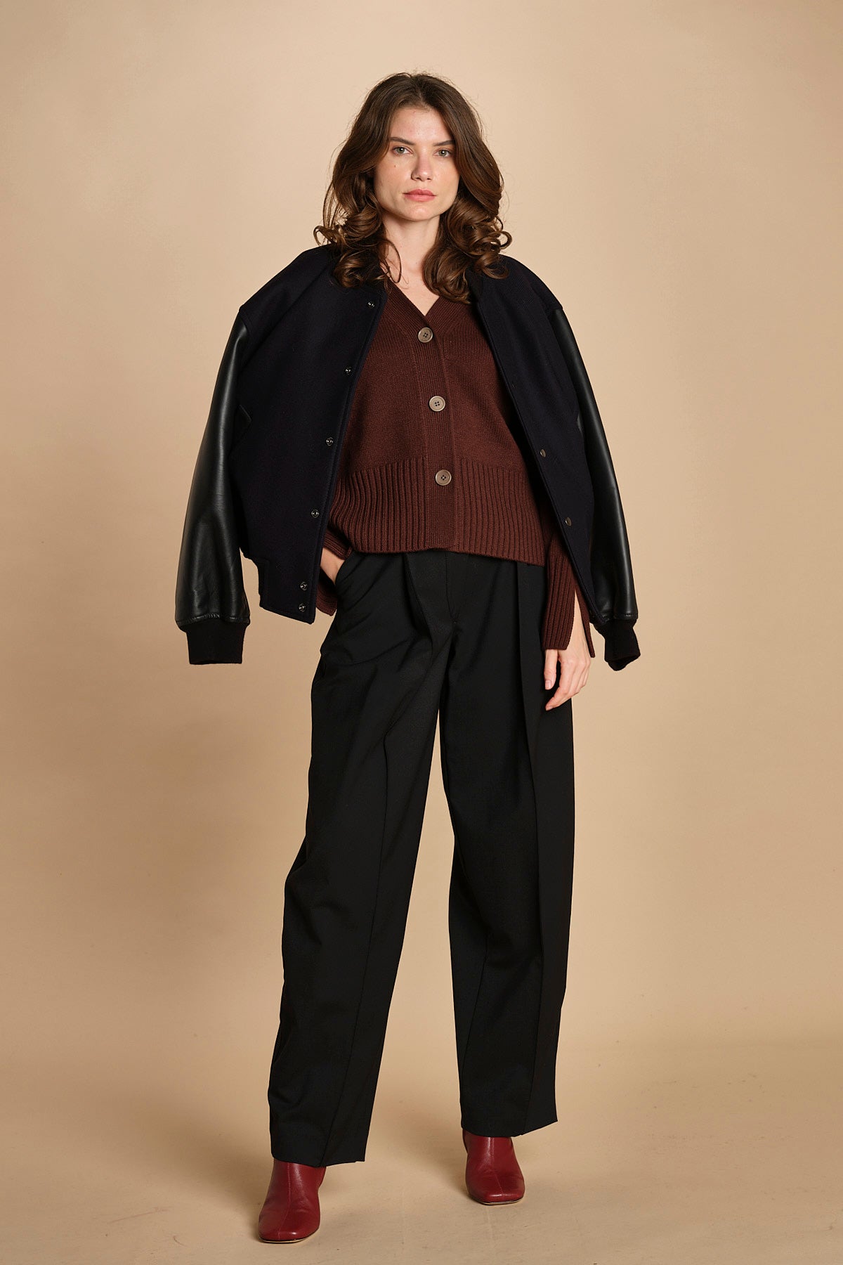 cardigan tre bottoni MIL4A24 25298 TESTA MORO milaura 