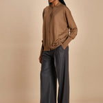 camicia over in lana merino MIL LAU20 E18106 TABACCO milaura 