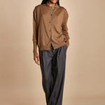 camicia over in lana merino MIL LAU20 E18106 TABACCO milaura 