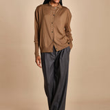 camicia over in lana merino MIL LAU20 E18106 TABACCO milaura 