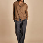 camicia over in lana merino MIL LAU20 E18106 TABACCO milaura 