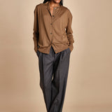 camicia over in lana merino MIL LAU20 E18106 TABACCO milaura 