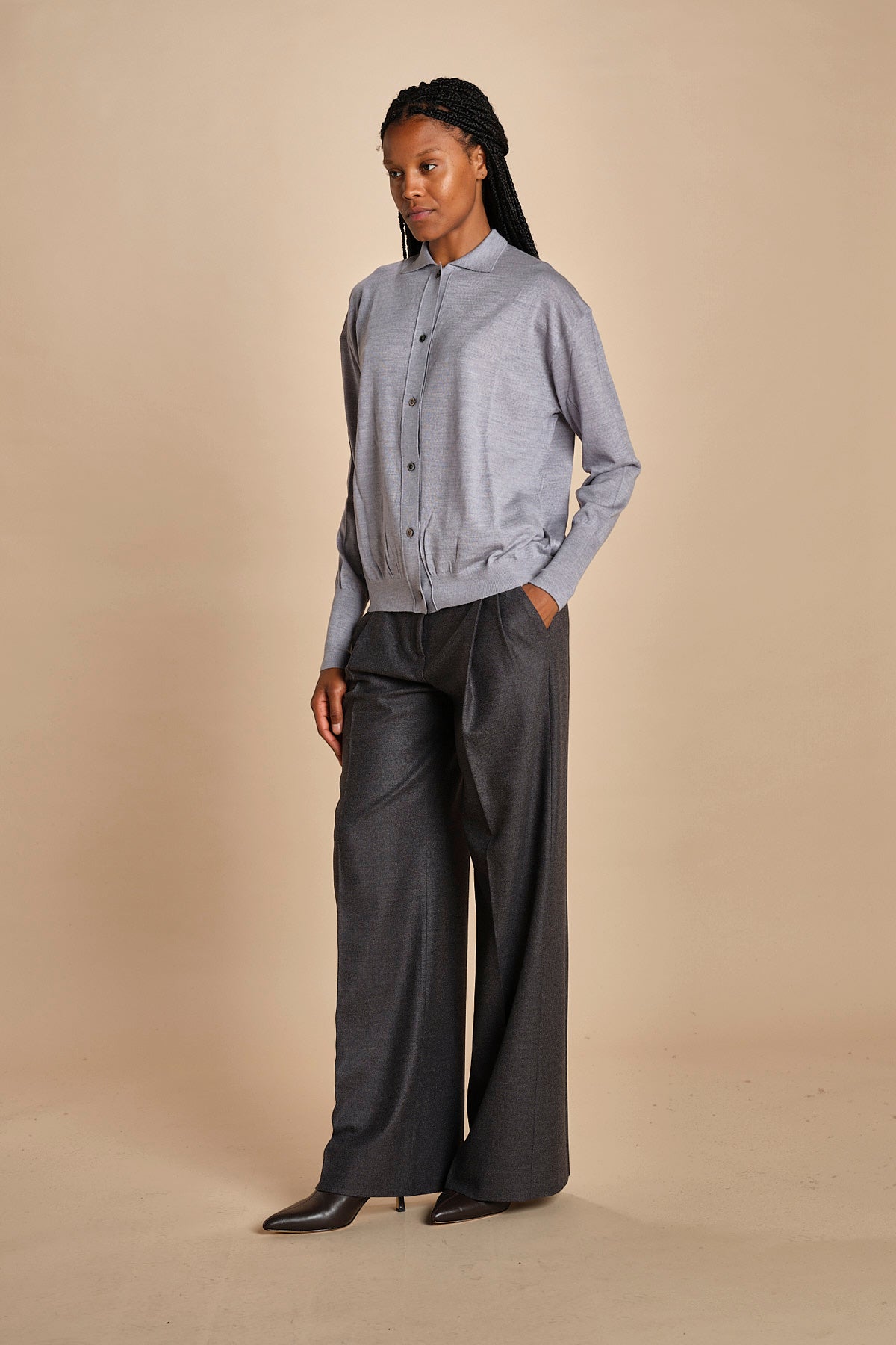 camicia over in lana merino MIL LAU20 E20181 GRGIO CHIARO milaura 