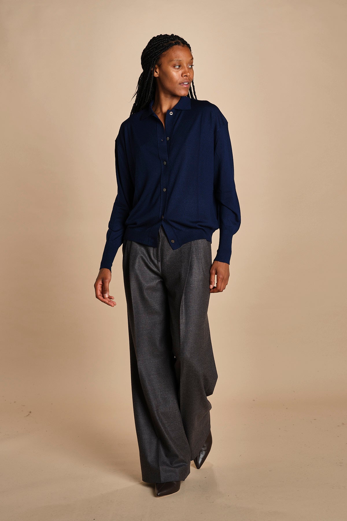 camicia over in lana merino MIL LAU20 E21210 BLU milaura 