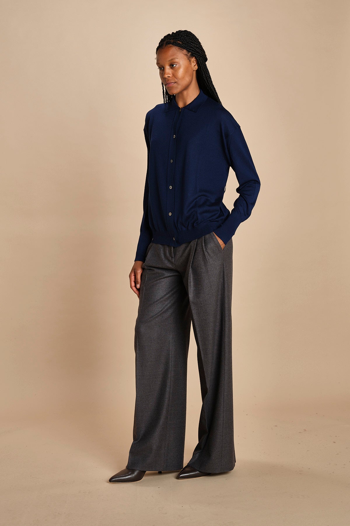 camicia over in lana merino MIL LAU20 E21210 BLU milaura 