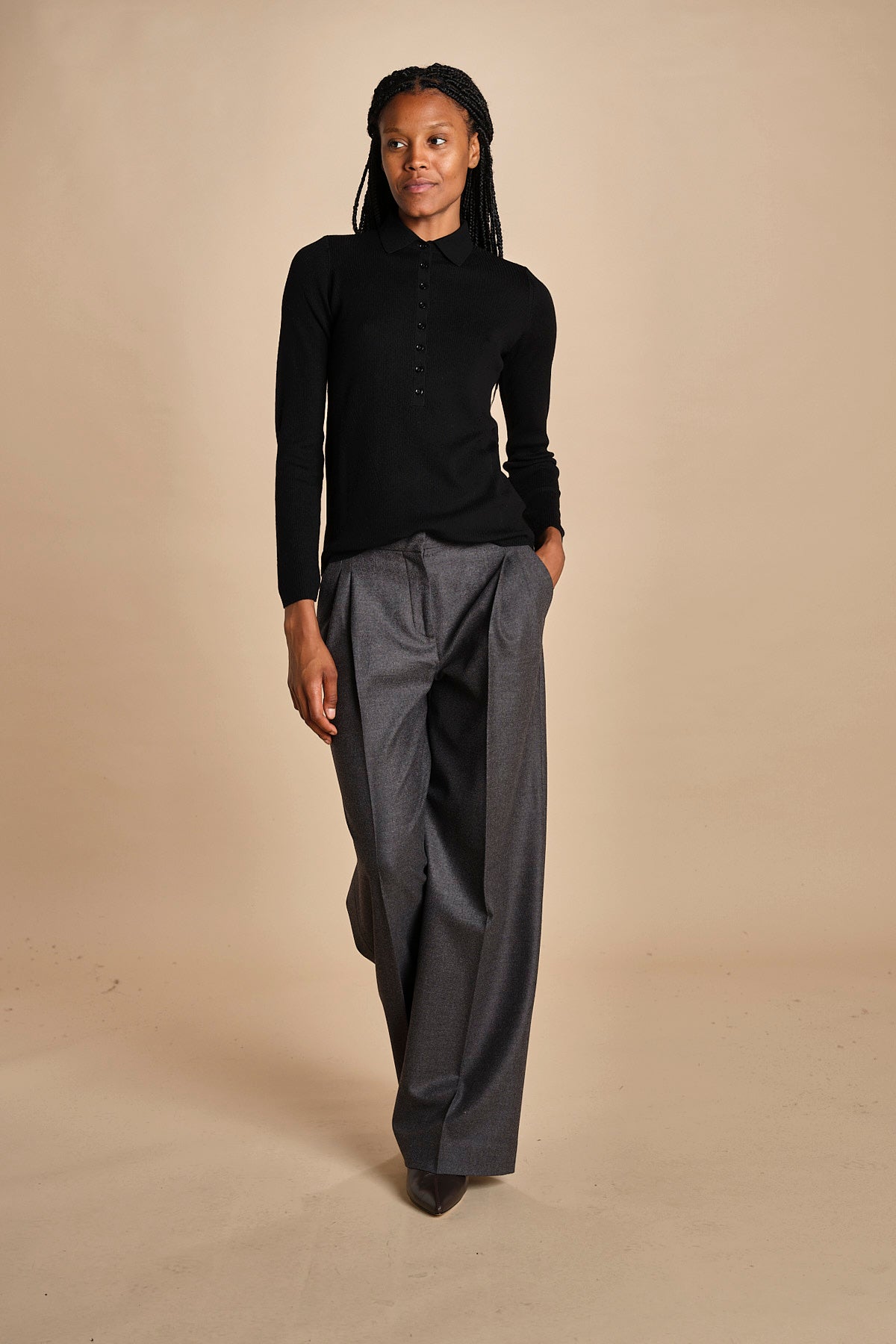 polo a costine in lana merino MIL LAU3 E14035 NERO milaura 
