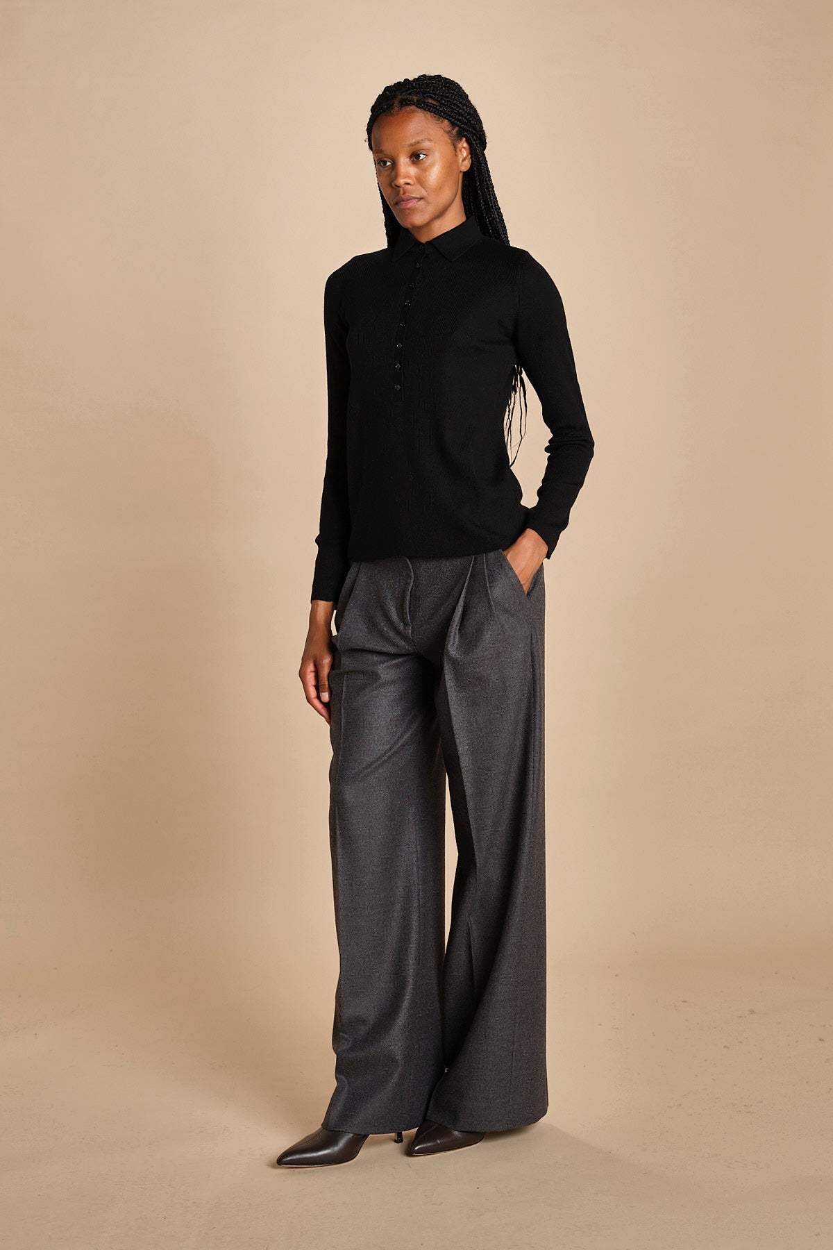 polo a costine in lana merino MIL LAU3 E14035 NERO milaura 