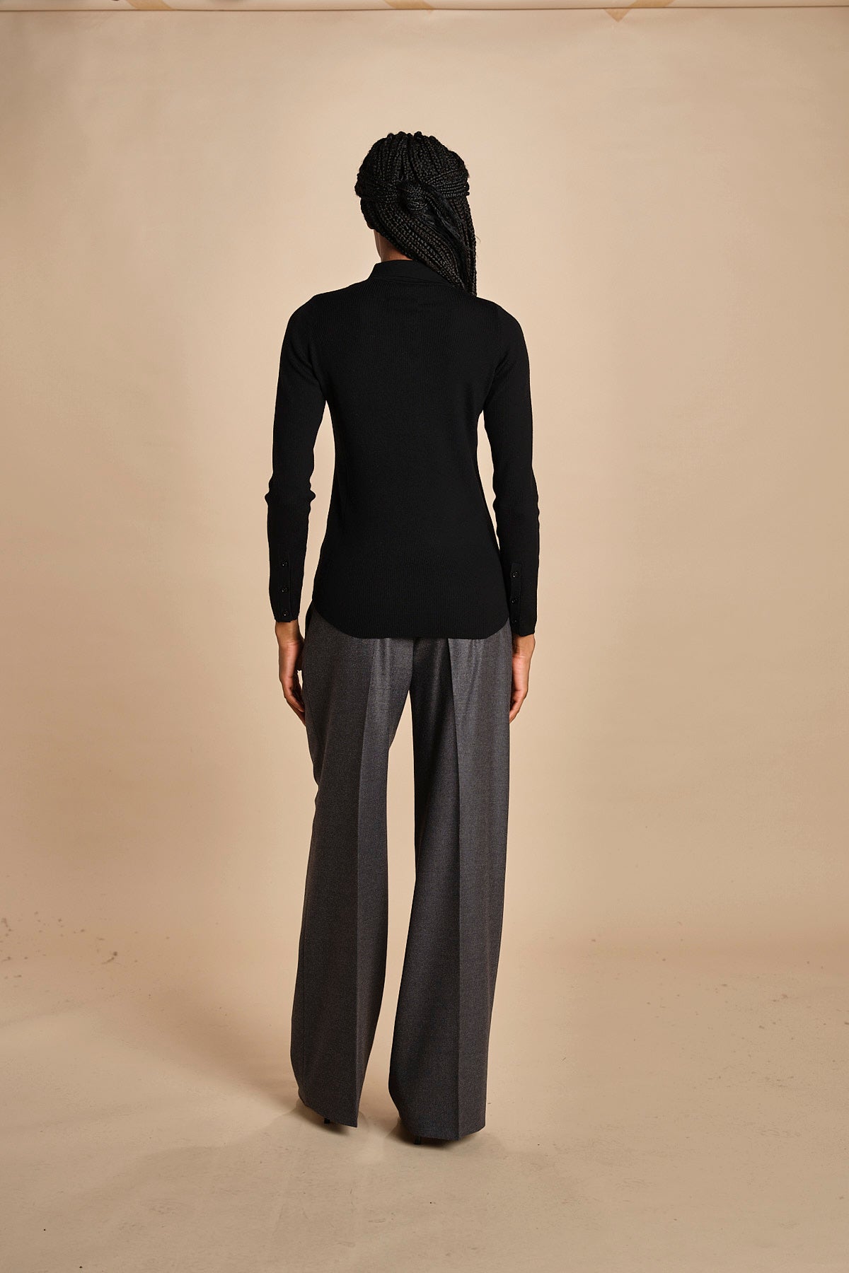 polo a costine in lana merino MIL LAU3 E14035 NERO milaura 