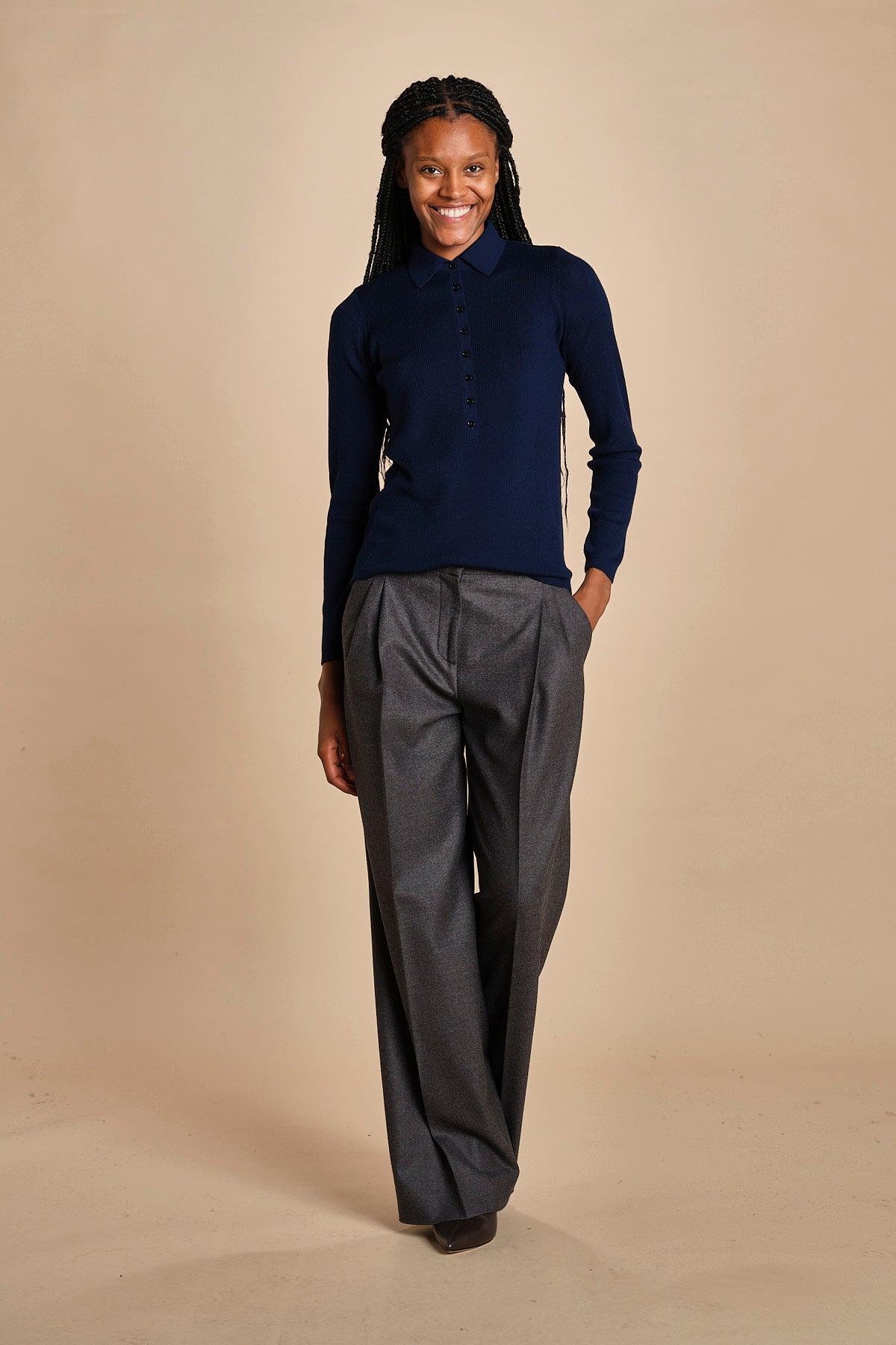 polo a costine in lana merino MIL LAU3 E21210 BLU milaura 