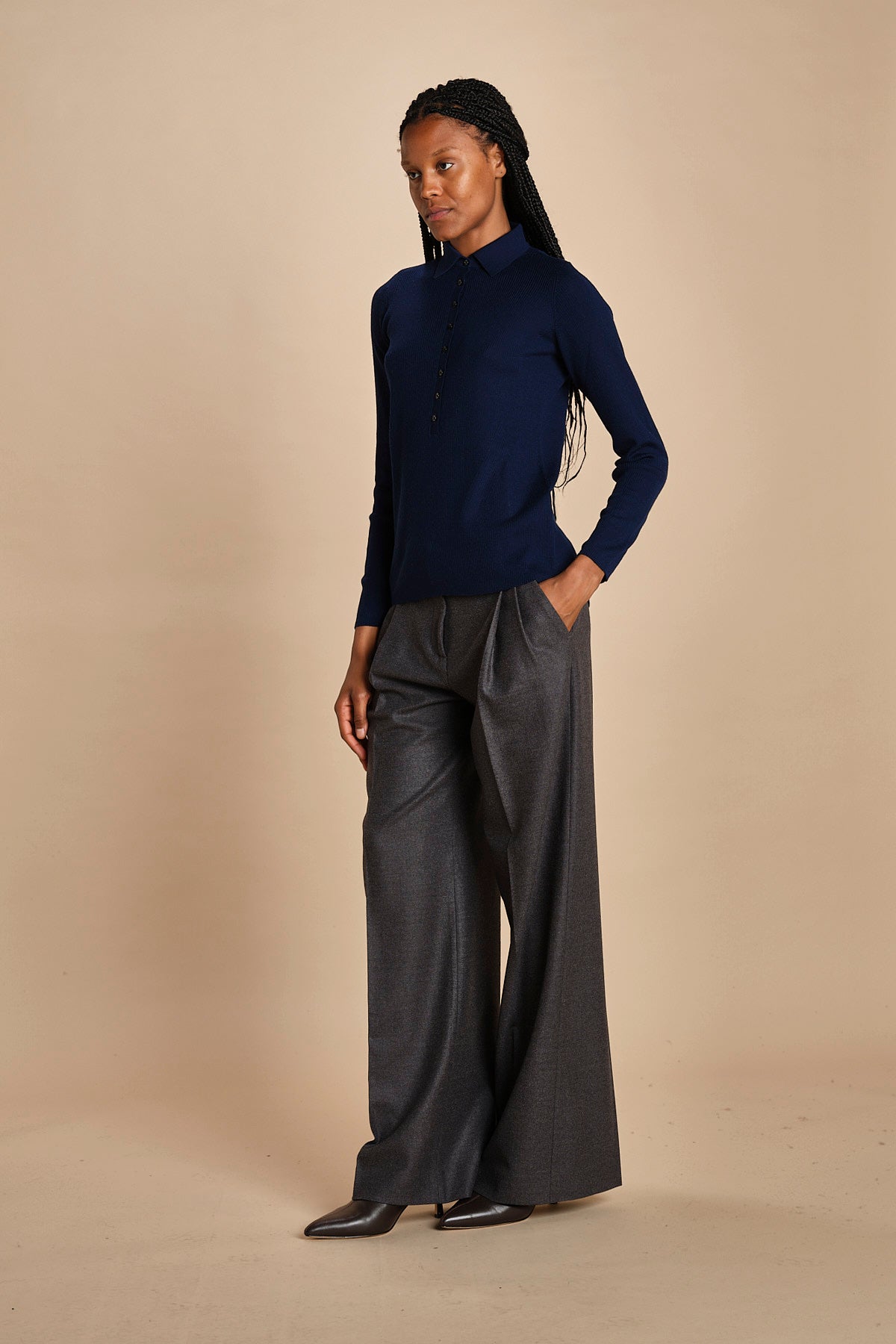 polo a costine in lana merino MIL LAU3 E21210 BLU milaura 