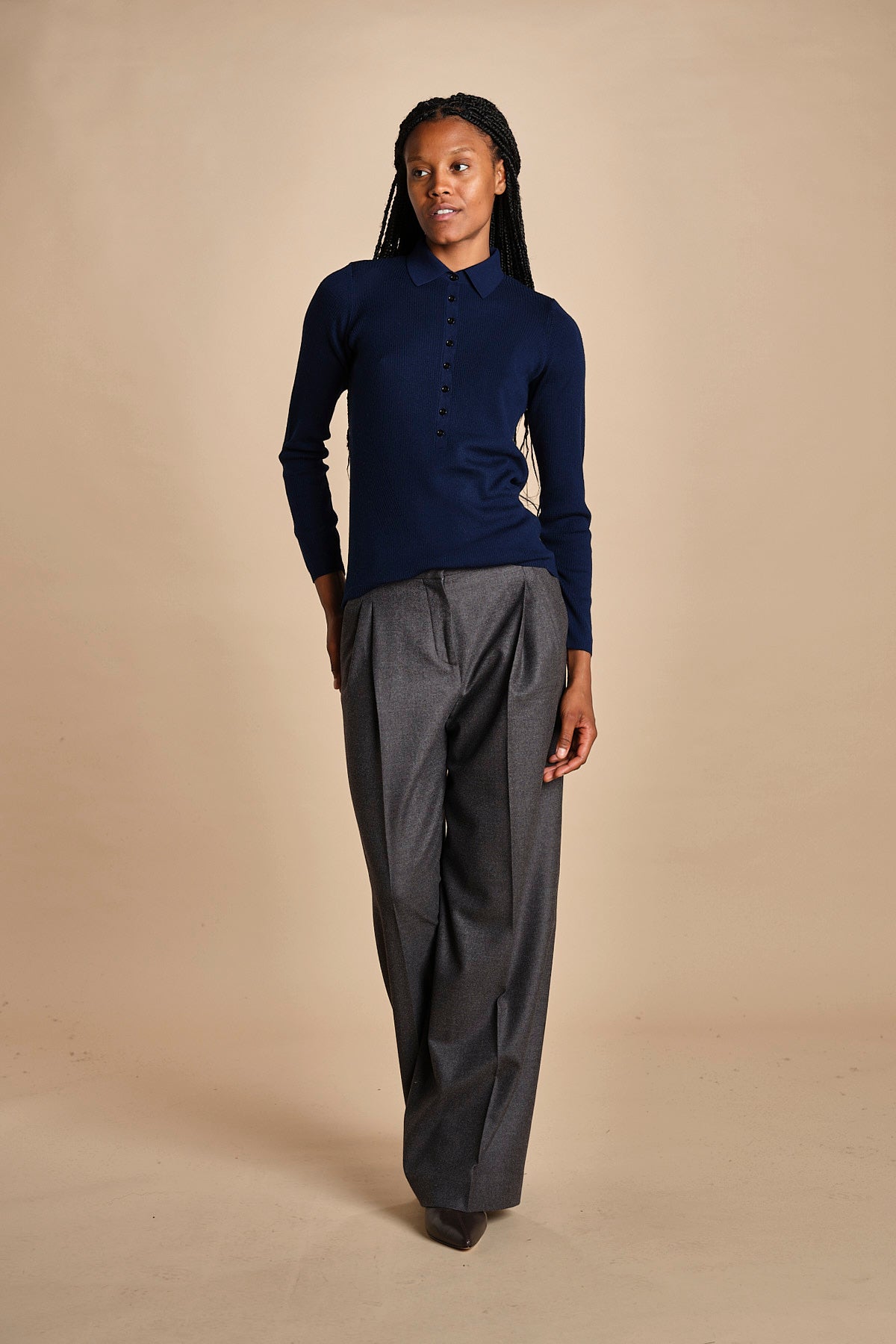 polo a costine in lana merino MIL LAU3 E21210 BLU milaura 