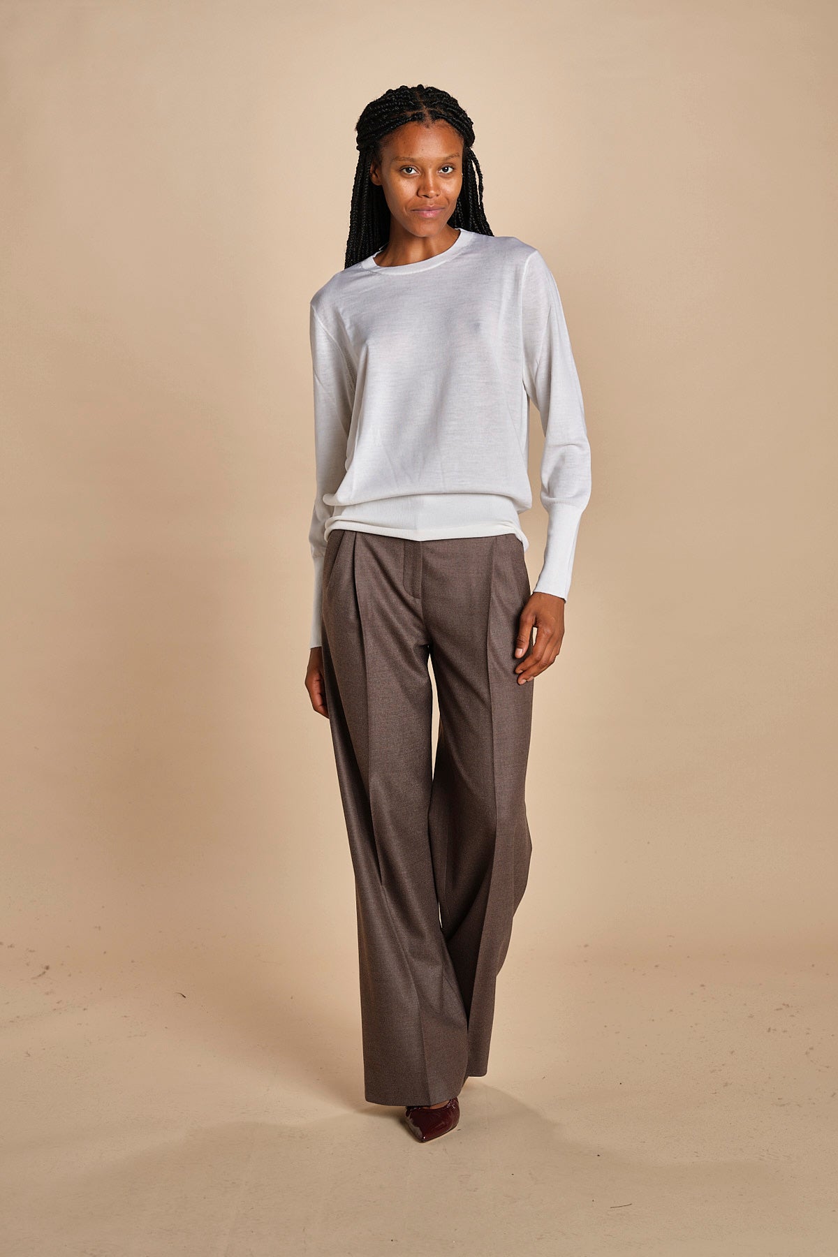 girocollo over in lana merino MIL LAU5BIS E14031 BIANCO milaura 