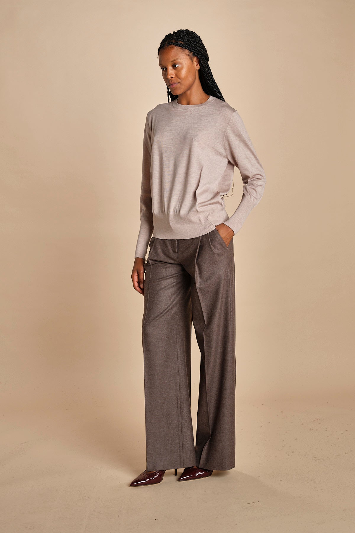 girocollo over in lana merinos MIL LAU5BIS E20179 BEIGE milaura 