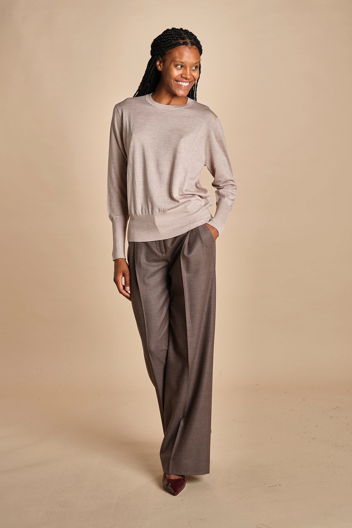 girocollo over in lana merinos MIL LAU5BIS E20179 BEIGE milaura 
