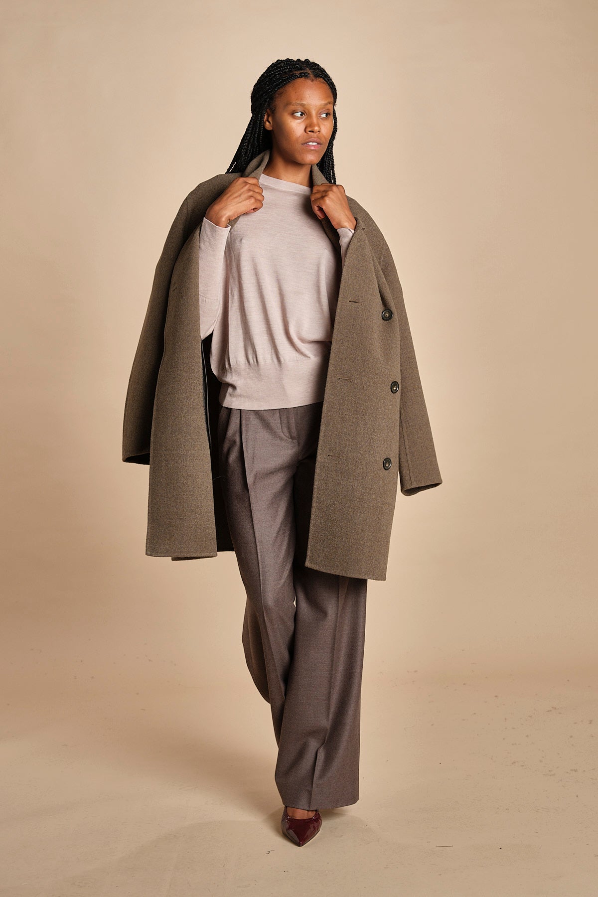 girocollo over in lana merinos MIL LAU5BIS E20179 BEIGE milaura 