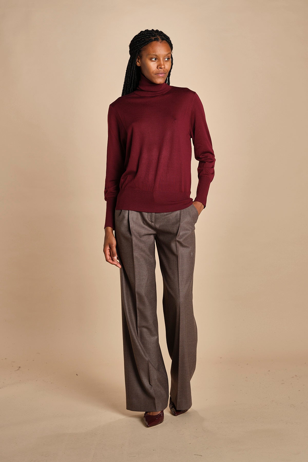 dolcevita over in lana merinos MIL LAU5 E14015 BORDEAUX milaura 