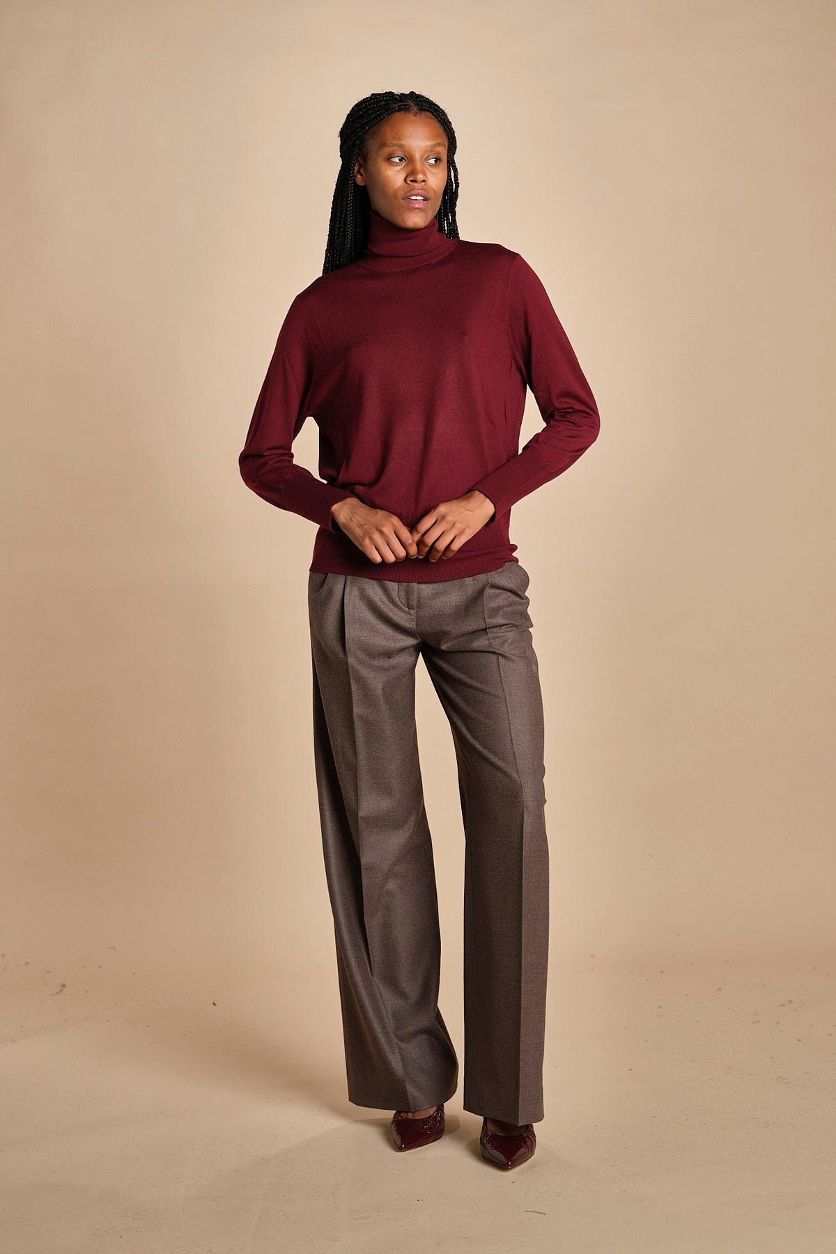 dolcevita over in lana merinos MIL LAU5 E14015 BORDEAUX milaura 