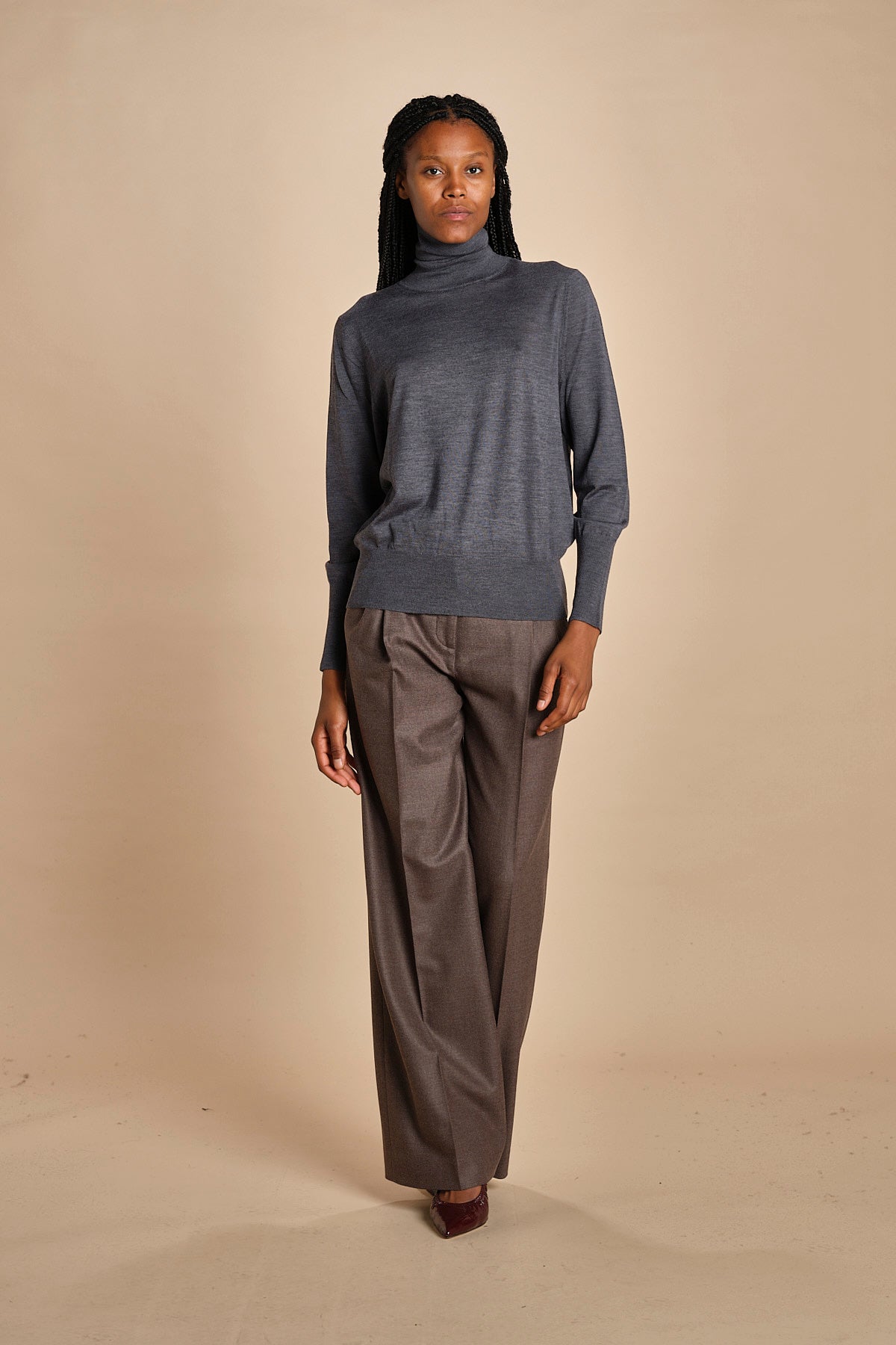 dolcevita over in lana merinos MIL LAU5 E14038 GRIGIO SCURO milaura 