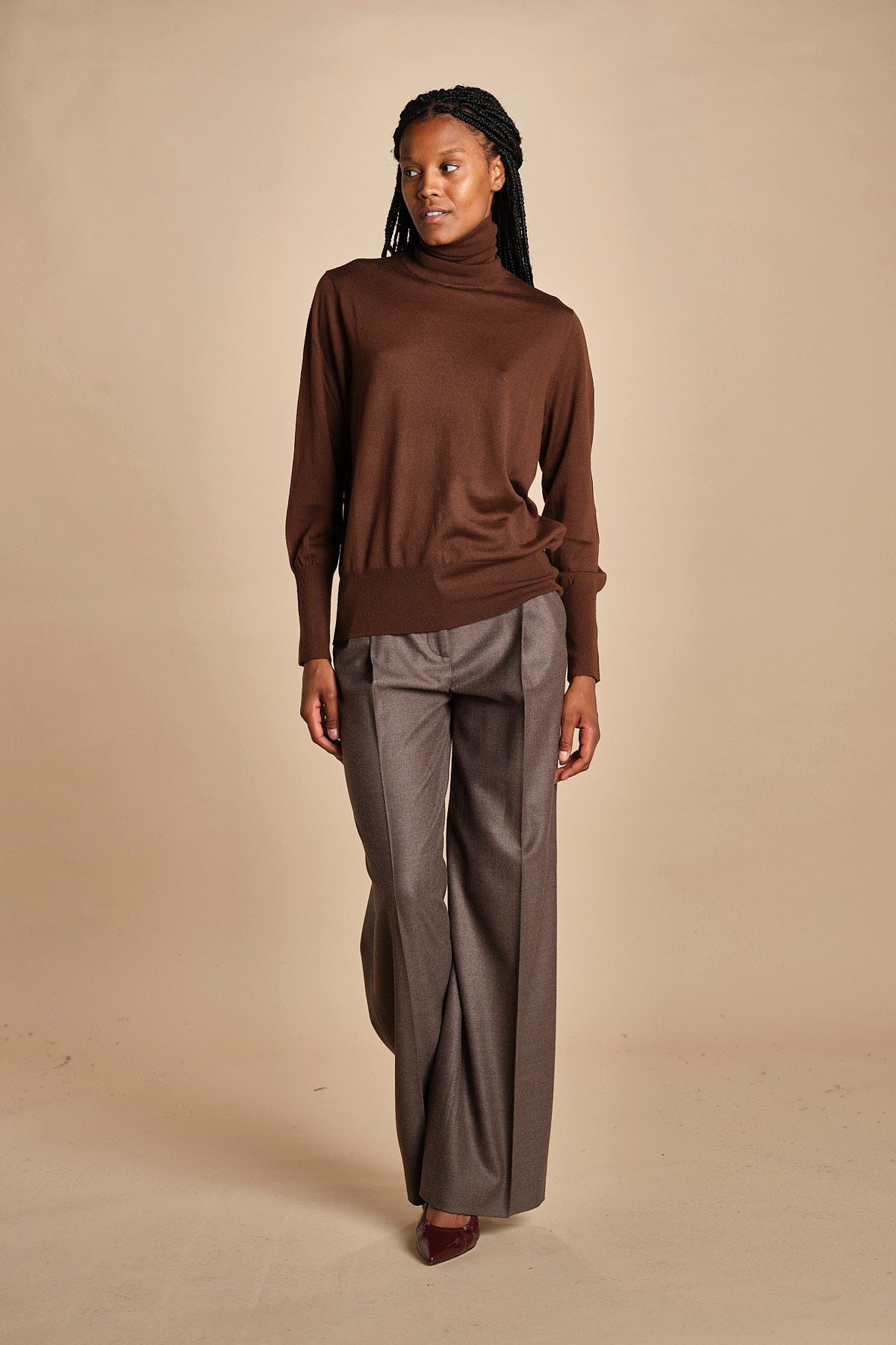 dolcevita over in lana merinos MIL LAU5 E22220 CIOCCOLATO milaura 