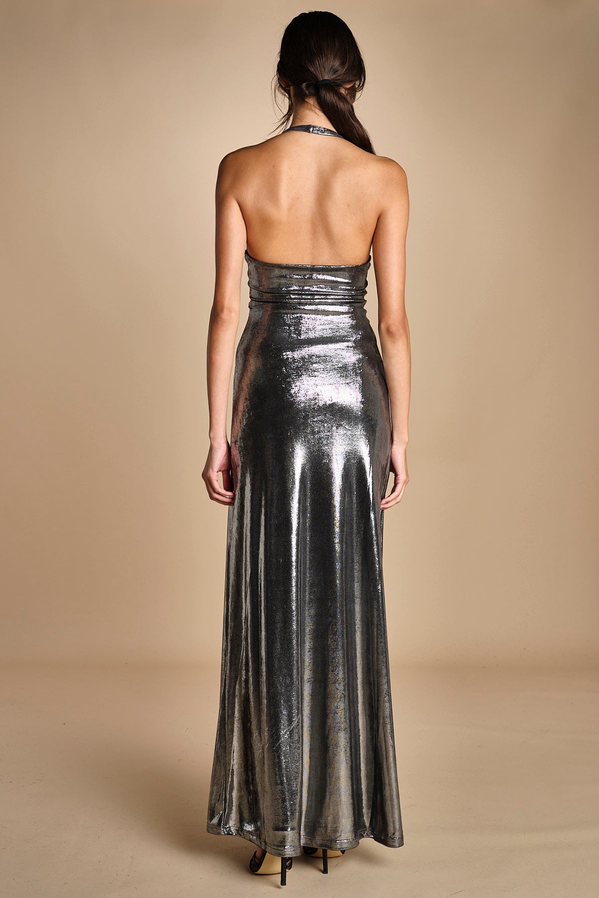 abito lungo laminato. DR223 argento misha 