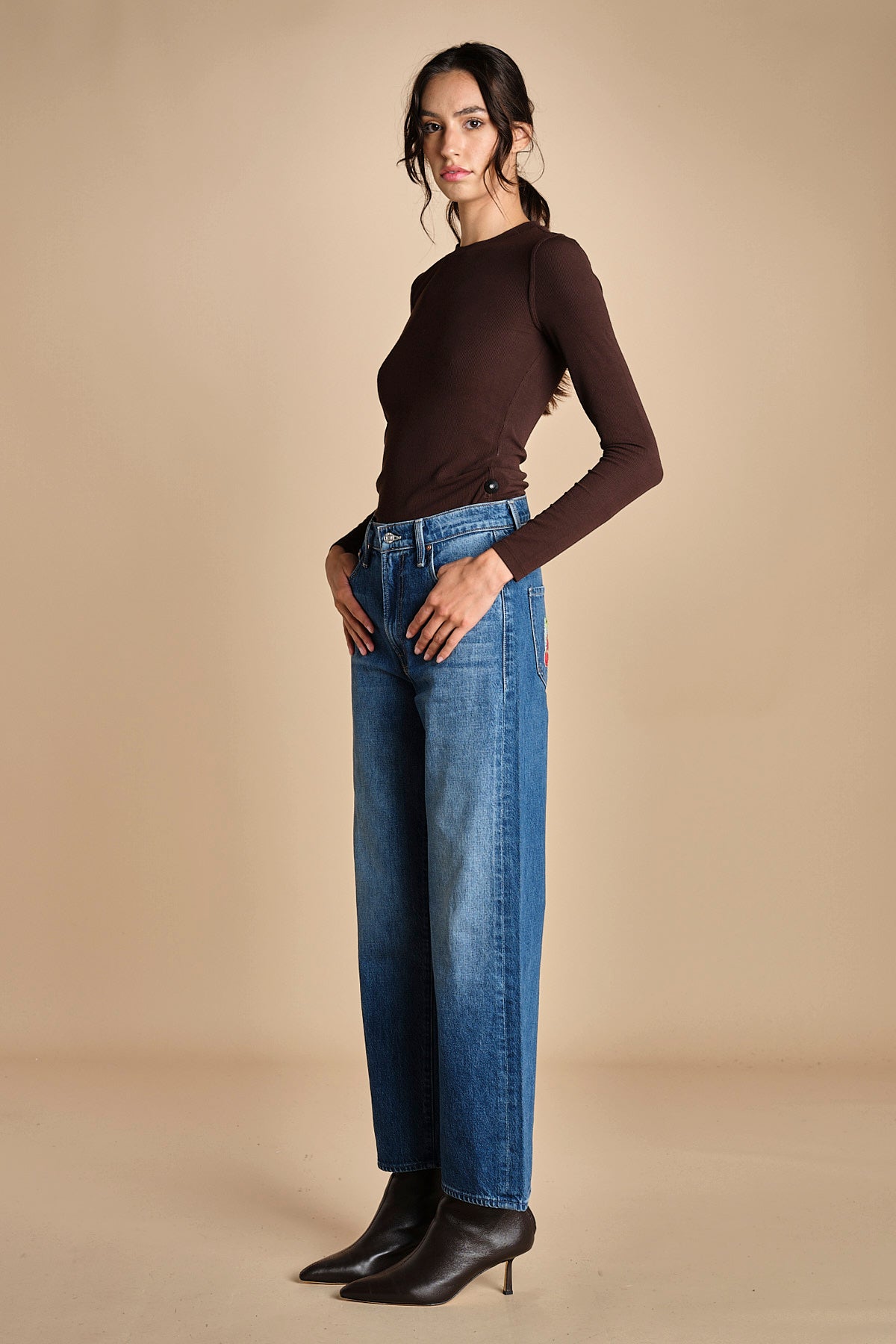 denim loose con ciliegie 1888G THE DODGER ANKLE 313 mother 