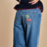 denim loose con ciliegie 1888G THE DODGER ANKLE 313 mother 