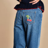 denim loose con ciliegie 1888G THE DODGER ANKLE 313 mother 