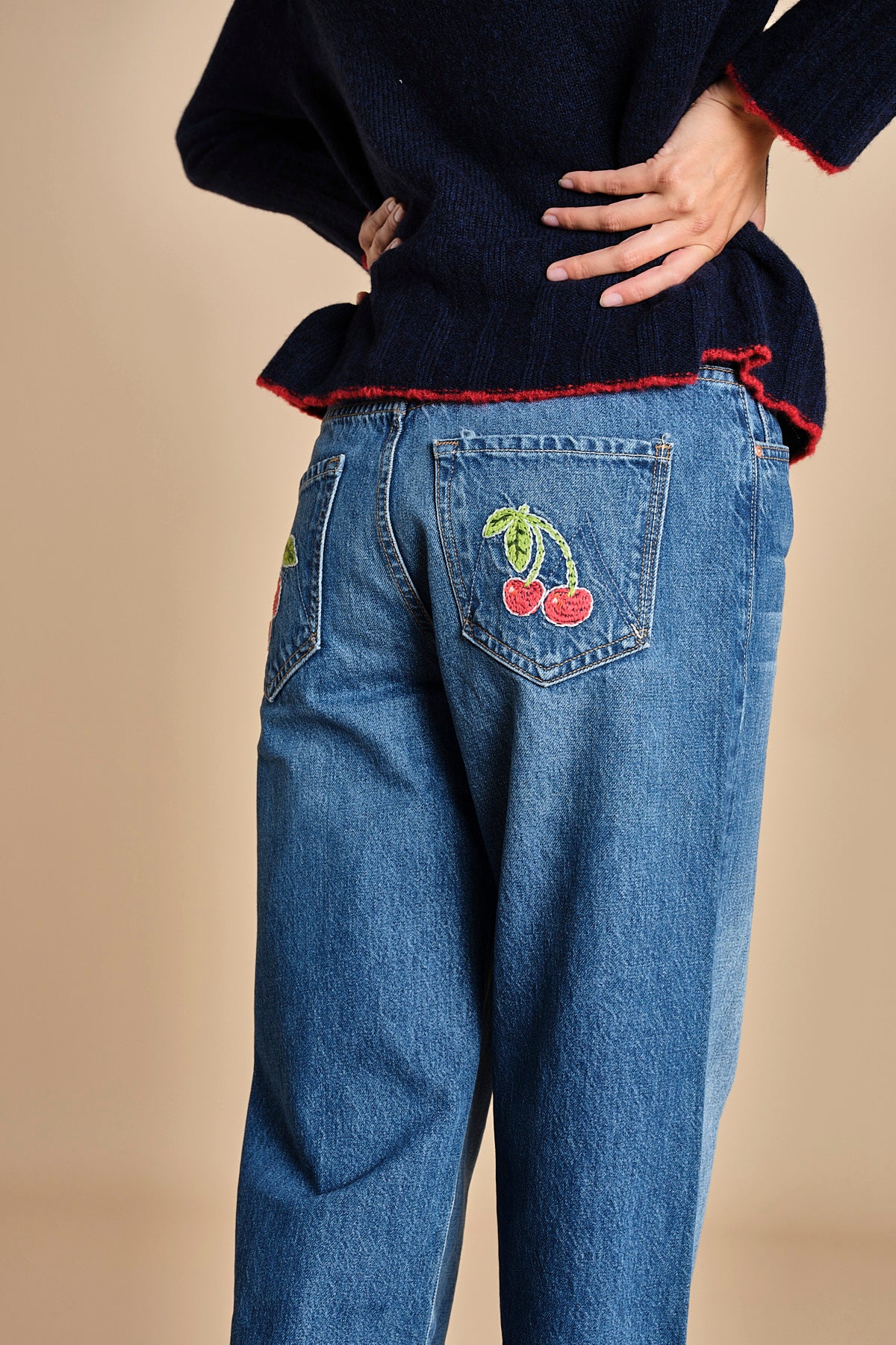 denim loose con ciliegie 1888G THE DODGER ANKLE 313 mother 